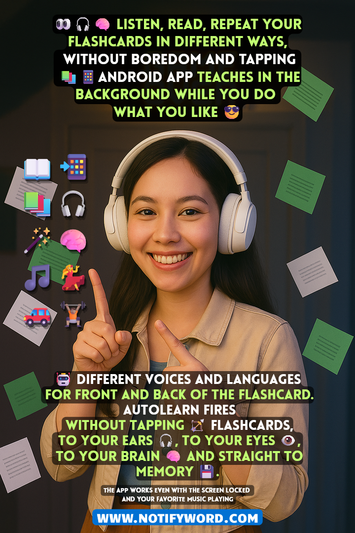 Flashcard app for Android can teach you at work and on vacation without the need to click